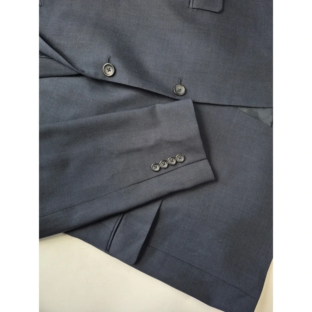 Pronto Uomo Mens Wool Sports Coat 48L Navy Blue 2 Button Double Vent Italy S703